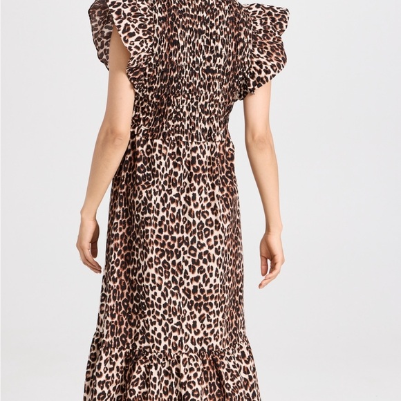 Rails Clementine Leopard Print Ruffled Tiered Flutter Sleeve Midi Dress - Picture 3 of 10